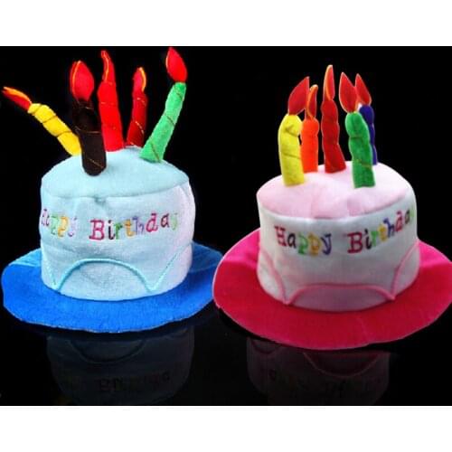 New Birthday Cake Candle Hat Short Plush Adult Party Amusement Park Supplies Performing Dress Props Cap E2shopping Sa N