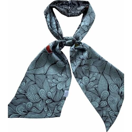 New Arrival Cashew Flower Double Layer Pigment Girl Silk Crepe Satin Scarf Long Ribbon Headband Bundle High Grade KZSBD10