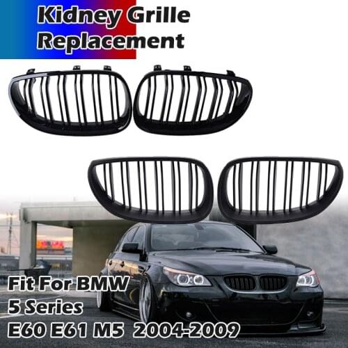 Sport Front Kidney Grilles Hood Dual Slat Grill Fit For BMW E60 E61 2003 2004 2005 2006 2007 2008 2009 M5 525i 528i 528xi 530i