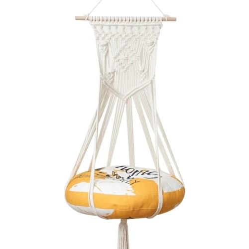 Legendog Cat Hammock Hand-Woven Cotton Tapestry Kitten Hanging Swing Basket Without Mat Cotton Rope Dangling Pet Nest Swing Bed
