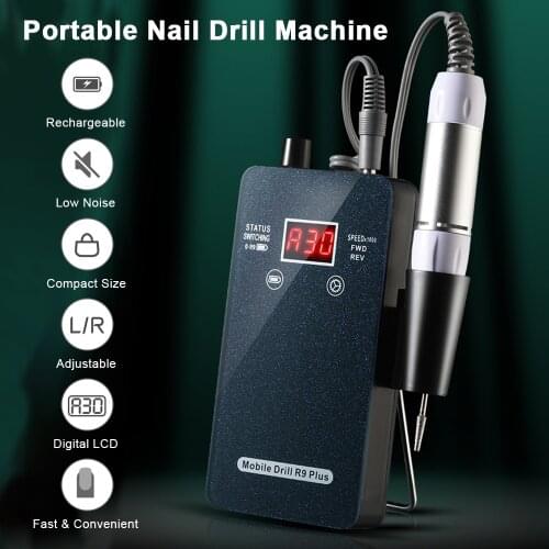 Portable Nail Drill Machine 30000RPM Electric Nail File Nail Drill Pen Acrylic Nails Manicure Pedicure Nail Grinding Polishing
