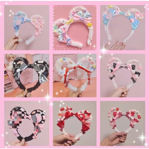 Hand-made Lolita sweet headband bear ear kc headband sweet girl headdress cute bow candy hair accessories
