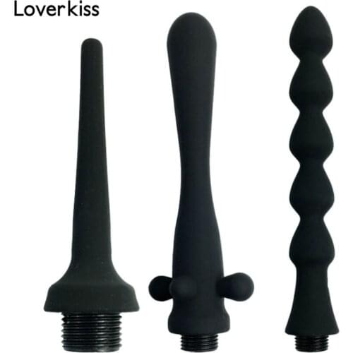 Loverkiss Silicone Enema Anal Cleaning Anal Cleaner Enema Nozzle,Shower Enema Anal Beads Butt Plug sex Toys Enema Plug