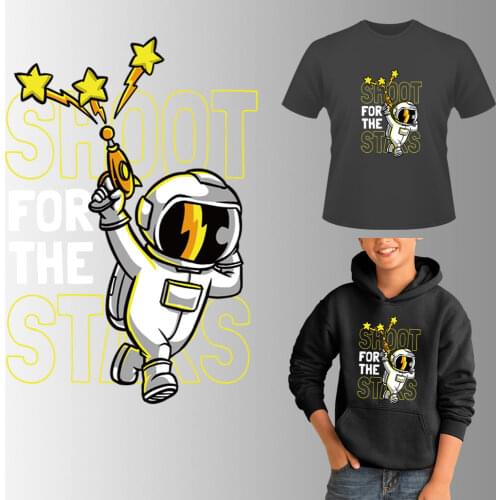 Cute Children Spaceman Iron On Patches For Clothing Thermal Sitckers Stripe On Clothes Appiqued Heat Transfer For T-Shirt Hoodie
