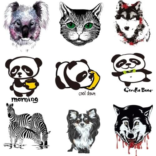 Iron on Transfer for Clothing Thermoadhesive Patches Stickers Diy Cat Patch Fusible Stripes Animals Appliques for Jackets A