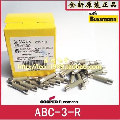 US BUSSMANN fuse BUSS FUSE BK / ABC-3-R 3A 250V 6.4 * 31.7mm
