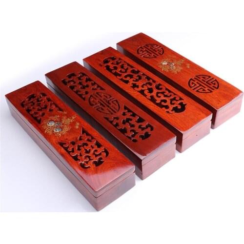 Random Shipments Vietnamese Rosewood Stick Incense Box Carving Hollow Incens Burner Chopsticks Box Handmade Crafts Home Decor