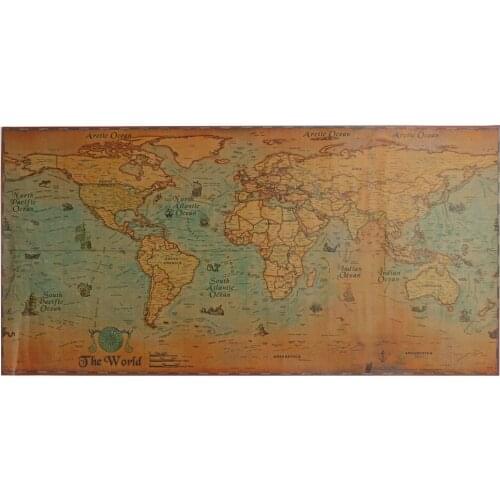 Vintage Journal Poster Retro World Globe Map Personalized Atlas Poster Decoration For Office School Maps World Map On The Wall