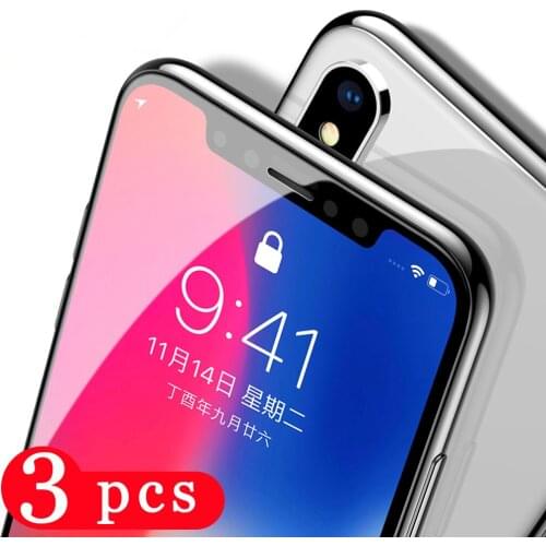 3Pcs cover protective glass for iphone SE 2020 11 pro X XS MAX XR 8 7 6 6s plus tempered glass phone screen protector on film