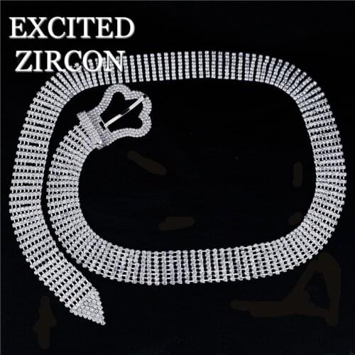 EXCITED ZIRCON fashion luxury new hot sale belt waist chain sexy delicate rhinestone crystal belt jewelry woman gift