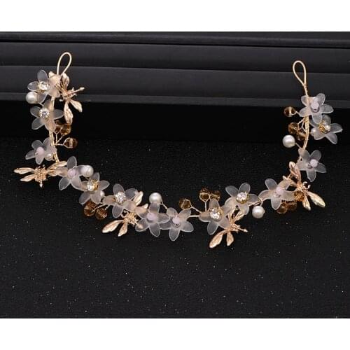 New Leaf Headband Bridal Headdress Pearl Rhinestone Wedding Hair Accessories Gold Hairband Bridal Hair Accessories Gift Jewelry