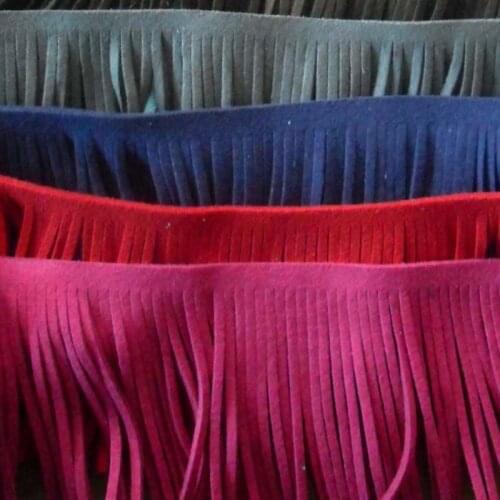 1 yards Fringe Leather Suede Tassel Lace Skirt Garment Bag Handmade DIY Hem Accessories