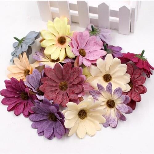 10pcs mini silk daisy flower head gerbera artificial flower wedding decoration DIY clip art simulation fake flower decoration