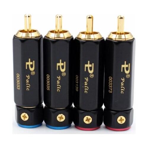 10Pcs High quality Gold Plated Brass Copper Pailiccs RCA Male Plug Jack Plug-in Locking Soldering Audio Connector
