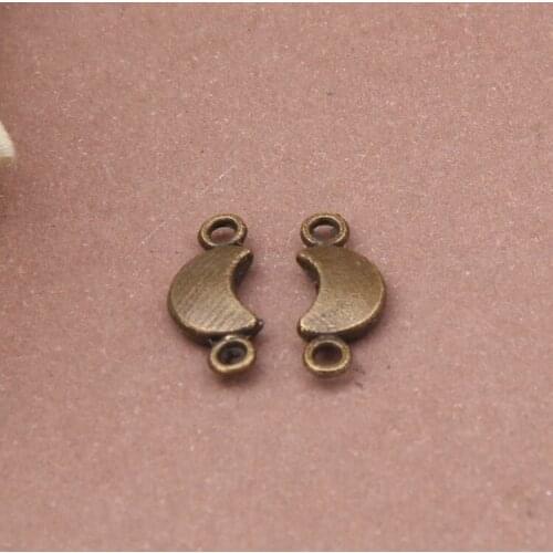 100pcs Vintage Moon Double Hanging Alloy Charm Fit Necklace/Bracelet/earrings Fashion Charms DIY Jewelry Accessories