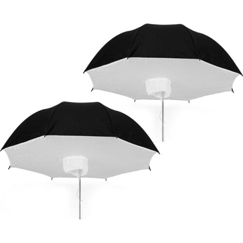 2pcs Selens 84cm/33" Black&Silver Umbrella photo studio Lighting Umbrellas softbox 2in1 kit for photographic light