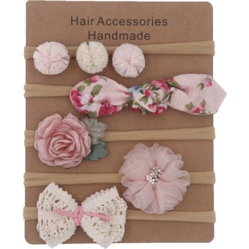 5Pcs/Lot Baby Girl Headbands Newborn Flower Hair Bows Kids Toddler Headband Nylon Elastic Hair Band Children Hair Accessories
