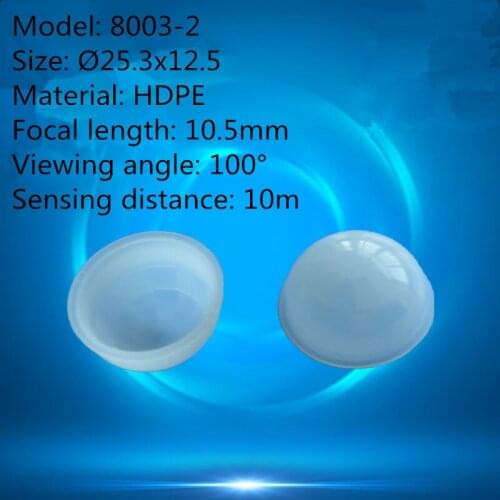 50pcs 8003-2 dome shape human body infrared PIR sensor HDPE plastic fresnel lens 25.3X12.5mm focal length 10.5mm