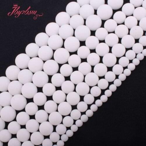 6,8,10mm Frost Matte Round Beads Ball White Jades Stone Beads For DIY Necklace Bracelats Earring Jewelry Making 15"Free Shipping