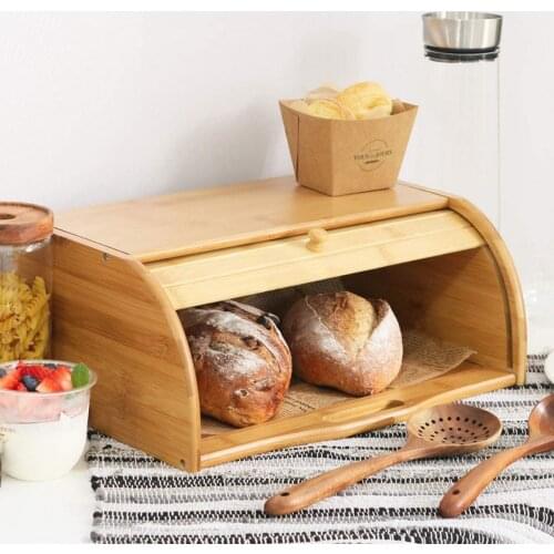 Storage Box Bamboo Bread Box Bins Double Layers Food Containers Big Drawer Kitchen Organizer Home Accessories