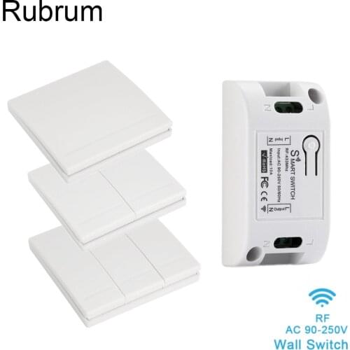 Rubrum 433 MHz AC 220V 110V 1CH Wireless RF Remote Control Switch Light Switches Push Button 86 Wall Panel Remote Transmitter