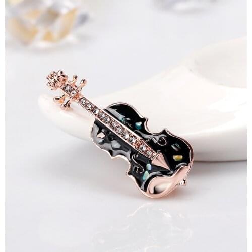 Blesiya Violin Shape Enamel Design Brooches Pins Fashion Jewelry for Women