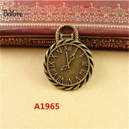 BoYuTe (40 Pieces /lot) 26MM Zinc Alloy Charms Antique Bronze Plated Clock Charms Pendants Metal Jewelry Findings Components