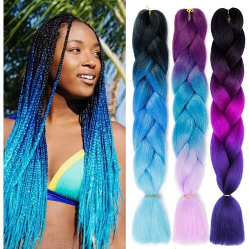 24 inch Jumbo Vlechten Lange Ombre Jumbo Synthetische Vlechten Haar Gehaakte Blonde Roze Blauw Grijs Haar Extensions Afrikaanse