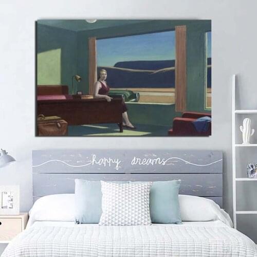 Edward Hopper Western Motel Canvas Painting Print Living Room Home Decor Artwork Modern Wall Art Oil Painting Posters Picture