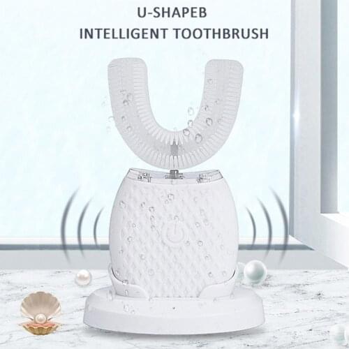 Electric Sonic Toothbrush U Shape 360 Degrees Intelligent Toothbrush USB Rechargeable Blue Light Tooth brush
