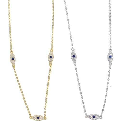 Guarantee 925 sterling silver jewelry necklace lovely adorable Evil eye tiny charms choker Gold silver color minimal delicate