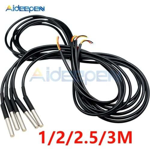 1M/2M/2.5M/3M DS18B20 NTC Thermistor Temperature Sensor Probe Cable 10K 1% 3950 Waterproof Digital Temp Sensor DS18B20