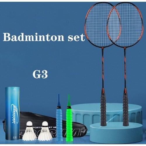 2pcs Elementary Exercises Badminton Rackets Set Ultra Light Double Badminton Racquet Carbon Lightest Playing Badminton Whole -40