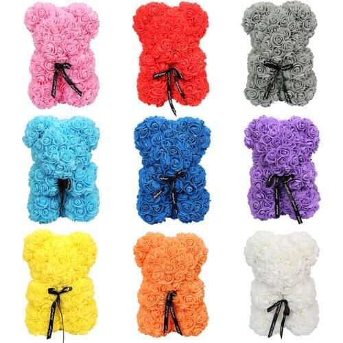 Red Rose Teddy Bear Rose Flower 10inch Valentines Day Gift Artificial Decoration Christmas Gifts for Women and Child