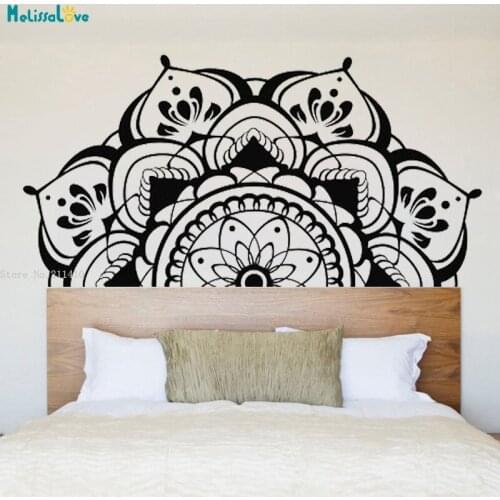 Quantum Modeling Half Mandala Flower Wall Decal Yoga Decor Living Room Headboard Motivational Stickers Vinyl YT4079A