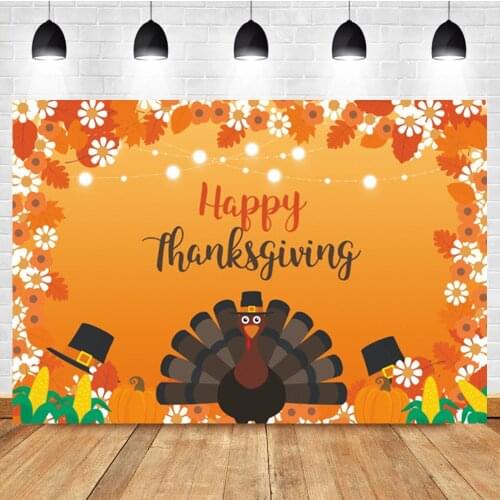 Laeacco Thanksgiving Turkey Pumpkin Maple Leaf Autumn Photo Photography Background Photographic Backdrop For Photo Studio