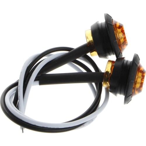 2X Mini Amber 3/4\" Round Side 3 LED Marker Trailer Car Bullet Light Waterproof M2ED