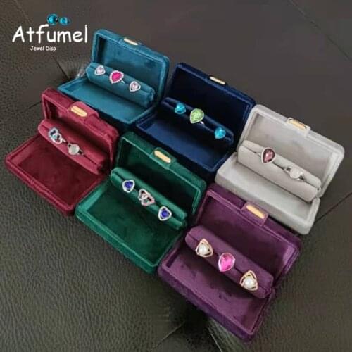 Fashion Soft Pad Ring Jewelry Storage Display Box Velvet Wedding Diamond Ring Gift Box Earring Stud Organizer Birthday Gift Box