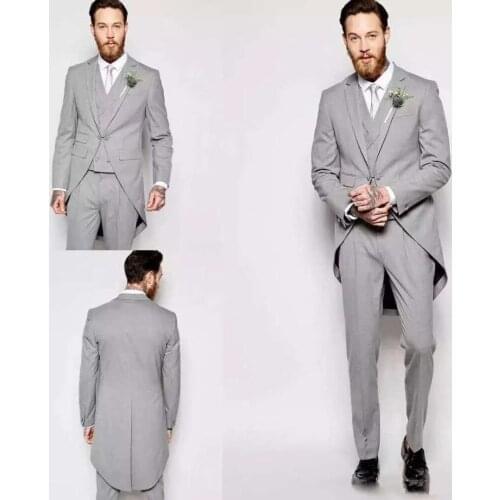 Bespoke Solid Dress Suit Set Gentleman Men Slim Fit Suit Bridal Long Tailcoat Custom Made Man Costume Barocco Style Suit 3picecs
