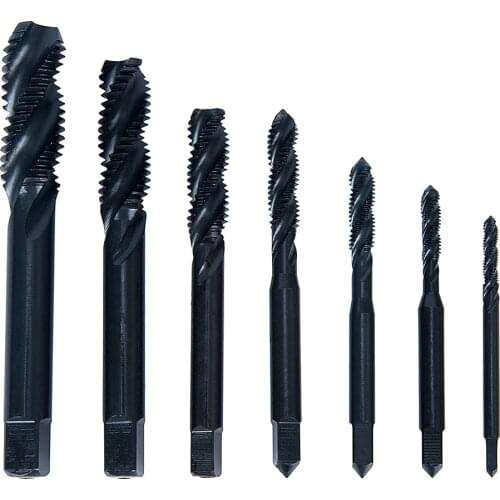 7Pcs Tap and Die set Drill Hex Shank HSS Screw Spiral Point Thread Metric Plug Drill Bits M3 M4 M5 M6 M8 M10 Spiral Flute Tap