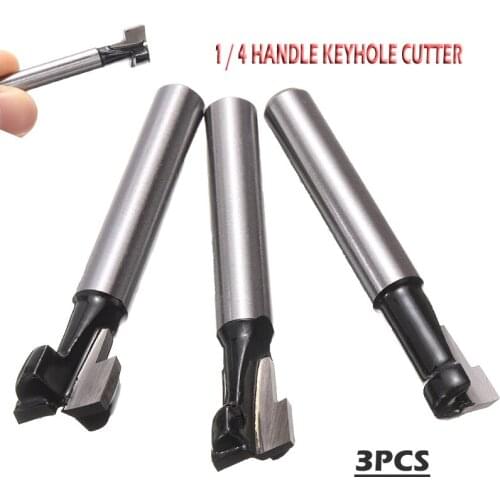 3pcs T-slot Cutter Set 1/4" Shank T Slot Cutter Router Bits Wood Cutter Hex Bolt Key Hole Bit T-Slotting Milling Cutter Tool