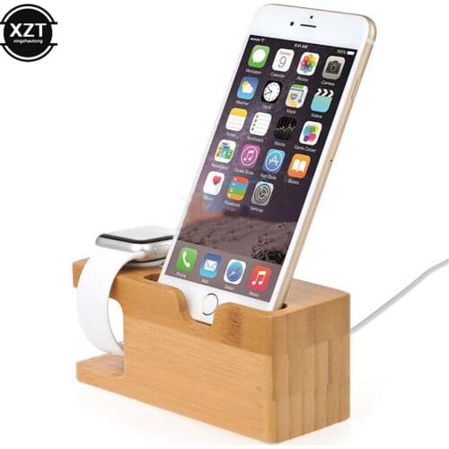 New Charging Dock Stand Station Bamboo Base Charger Holder for Apple Watch iWatch 5/4/3/2 iPhone 11 X 8 pro Bamboo