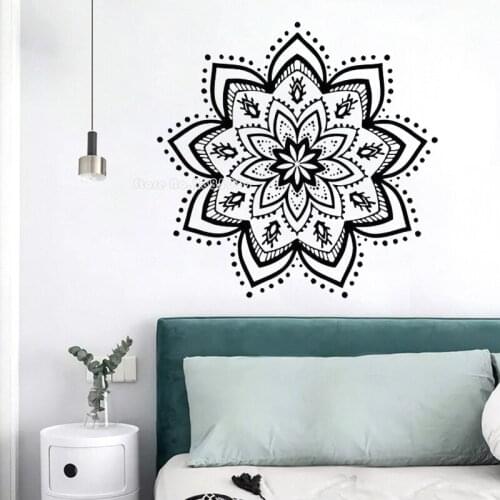 New Unique Mandala Flower Wall Decal Vinyl Sticker Creative Mandala Decals Bohemian Style Bedroom Living Room Wall Decor LL377