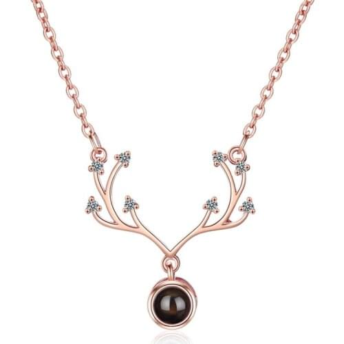 Sole Memory 100 Languages I Love You Hot Projection Visible 925 Sterling Silver Wapiti Female Necklace SNE428
