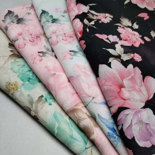 Dress Scarf Chiffon Fabric Big Flower 2020 Fashion 50D Fabric Hijab Fabric Craft DIY Material 1 Yard