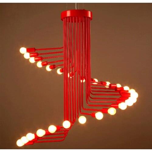 Loft Pendant Light 16 heads 26 heads Retro Pendant Lamp Restaurant Living Room Cafe Bar Long Spiral Staircase Pendant Lamps G115