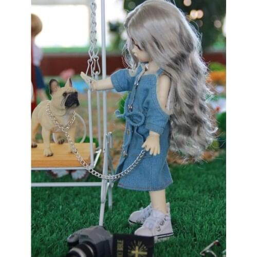 Casual Off-the-shoulder Jeans Skirt Denim Dress For 1/3 BJD MSD YOSD DOA Dolls Blue