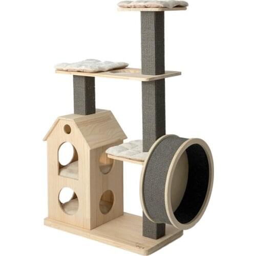 Solid Wood Cat Climbing Frame Sturdy Cat Tree Cat Treadmill Silent Runner Fitness Toy For Cats Wear-resistant And Bite-resistant
