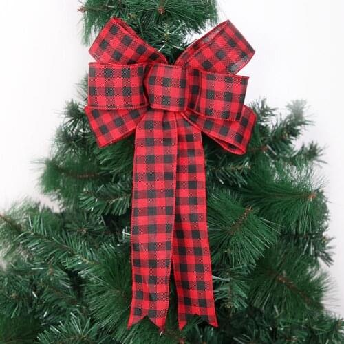 Christmas Bow High-quality Cloth Scottish Checkered Bows Handmade Perfect Ribbon Gift Decoration For Christmas Trees Fireplaces