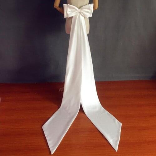 Removable Satin Bow Wedding Dress Knots Long Train 2021